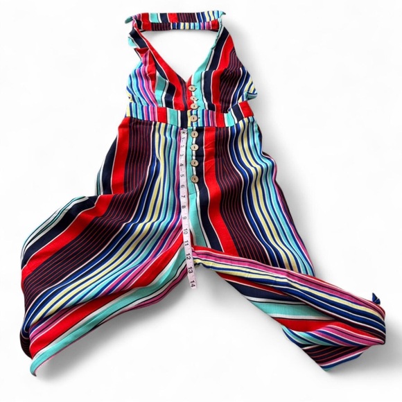 Multi Colored Striped Halter Style Jumpsuit - Picture 10 of 11